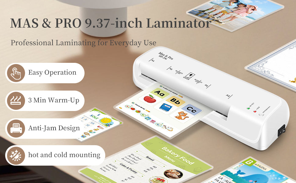 Mas & Pro 9 Inch Thermal Laminator Machine with 40 Laminating Sheets
