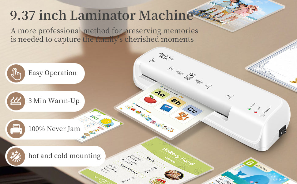 Mas & Pro 9 Inch Thermal Laminator Machine with 40 Laminating Sheets